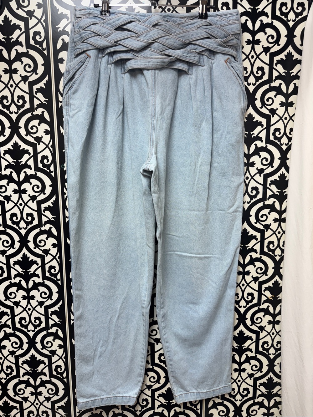 Freaking Amazing Vintage Together Light Blue High-Rise Braided Waist Jeans!